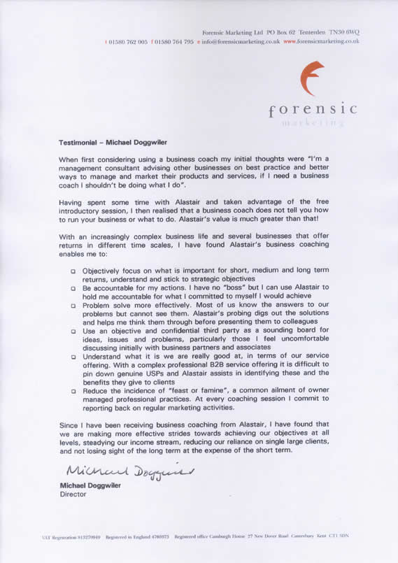 Testimonial from Michael Doggwiler